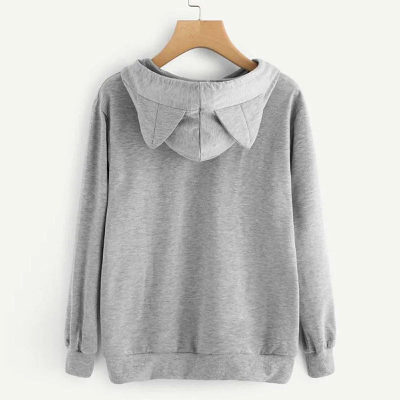 NO.22Street 2018 Autumn Women Flannel Hoodies Cute Cat Ear hooded Cotton Sweatshirts With Pocket Dropship Outwear Free Shipping | Женская