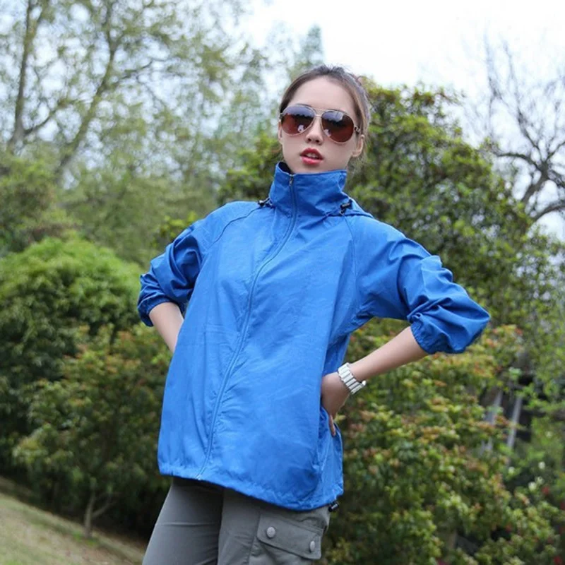 

CUHAKCI Thin Hiking Hooded Jackets Quick Dry Outdoor Women Men Foldable Sun-protection Windbreaker Waterproof Camping Jackets