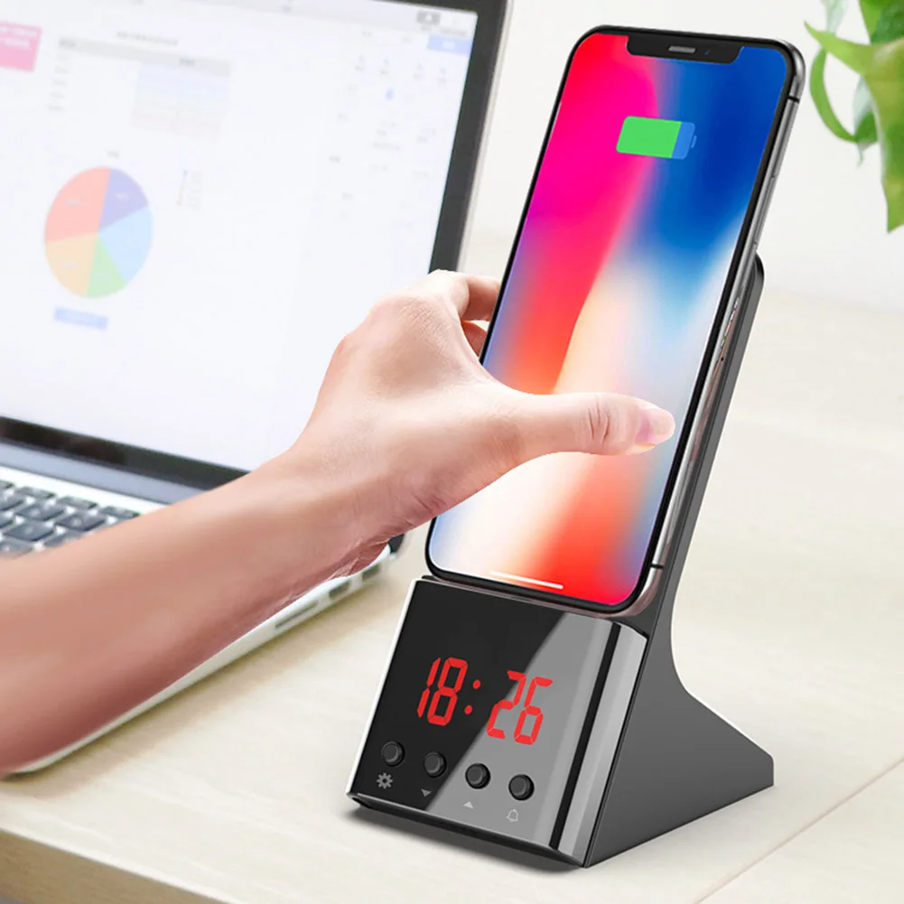Быстрое беспроводное зарядное устройство с будильником Подставка для зарядки