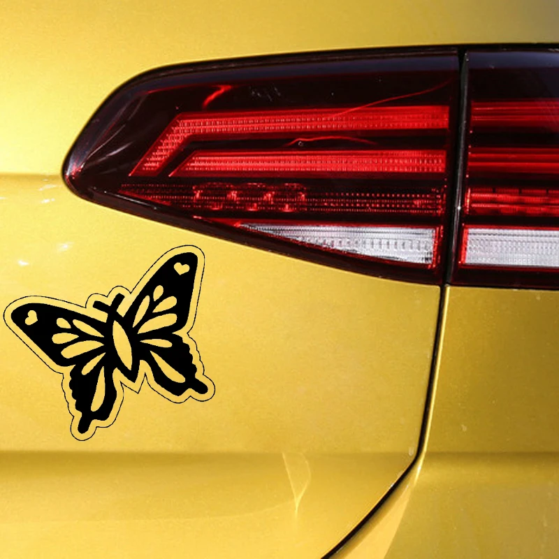 

YJZT 15.4CM*13.9CM Delicate Butterfly Nifty Vinyl Decal Car Sticker Black/Silver C19-0553