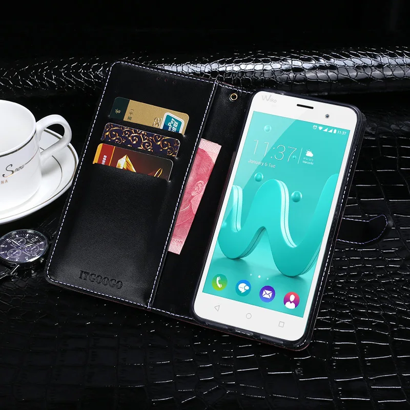 Чехол для Wiko Джерри чехол Крокодил зерна флип кожаный Ленни 3 крышка Бизнес