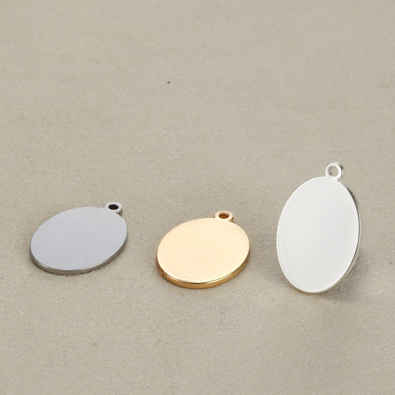 

20pcs Diy jewelry accessories Elliptic smooth stainless steel blank oval pendants 16 * 21 mm customizable trademark