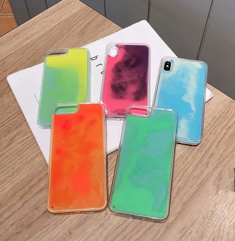 Светящийся Жидкий чехол для Iphone XS MAX X XR 8 7 Plus 6 6s Жесткий ПК + Мягкий ТПУ зыбучий