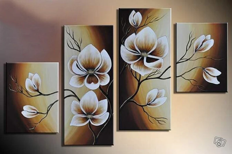 

100%Hand-Painted 4 pcs/set Abstract Art Flowers Landscape Wall Oil Painting On Canvas Scenery Home Decoration Gift