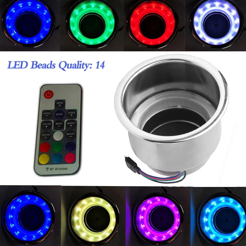 12V LED утопленная Автомобильная чашка держатель для напитков из нержавеющей стали