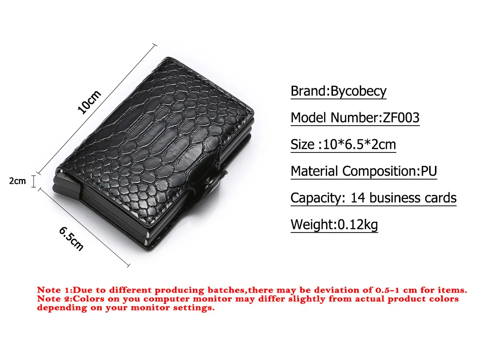 BYCOBECY Анти вор RFID держатель для кредитных карт для мужчин и женщин pu кожаный металлический кошелек держатель для карт карман для кредитных карт