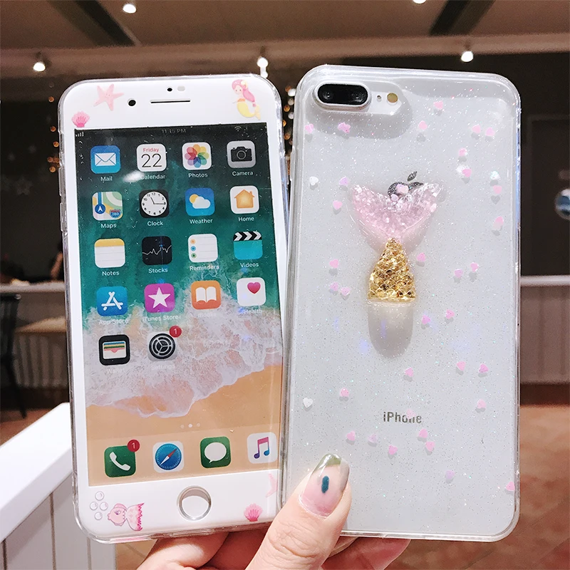 Для iPhone XS max/XR 3D чехол с крыльями ангела и наклейка на экран из закаленного стекла для iPhone X XS 8 7 Plus 6 6splus Русалка Любовь