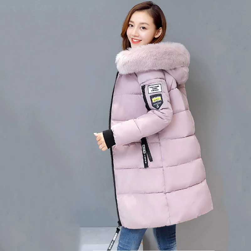 

2019 Korean version Hooded Thick Long coat Female autumn Winter Long sleeve Solid color Leisure Warm coat cc194