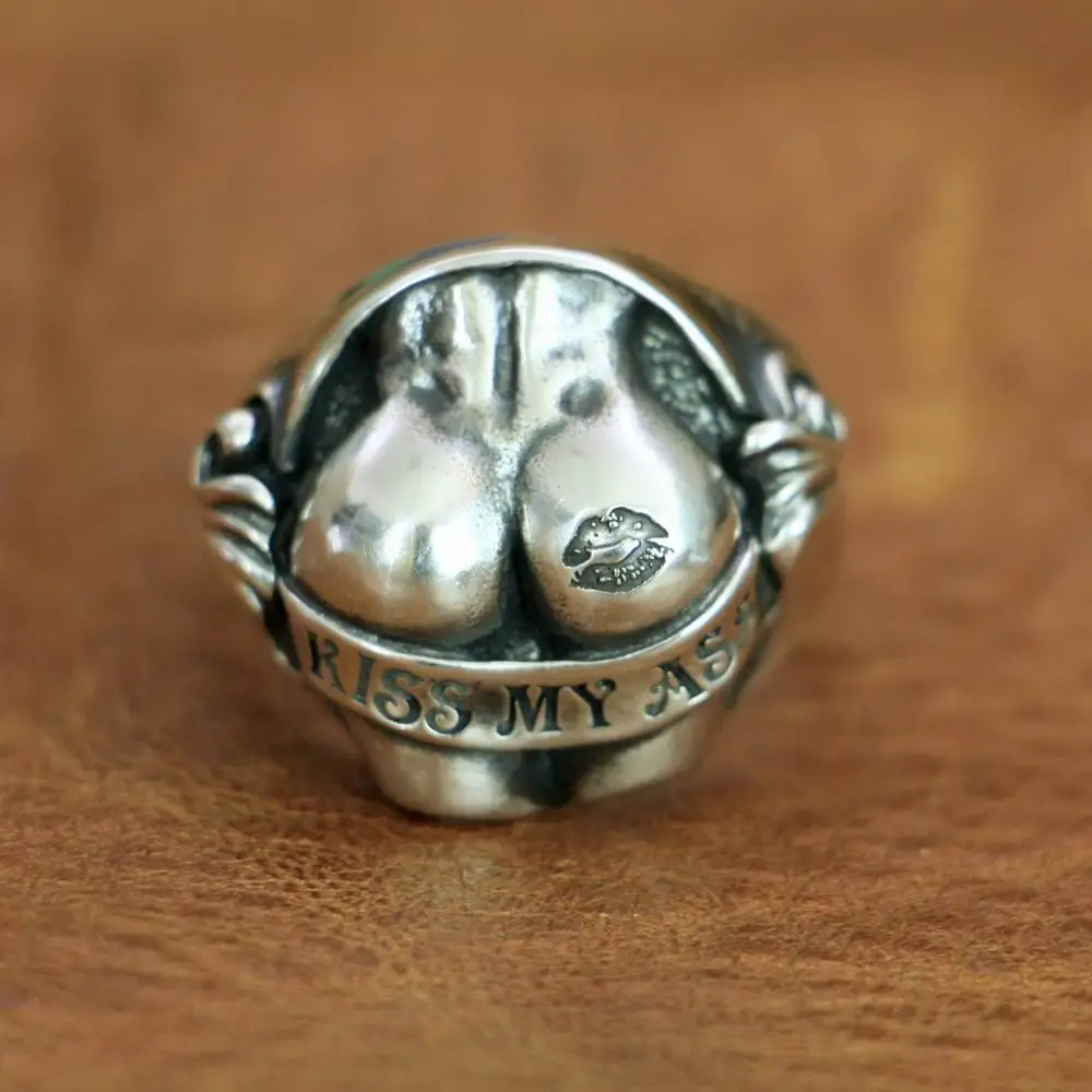 925 пробы серебро сексуальное бедра кольцо в виде ягодиц поцелуй мой зад мужское