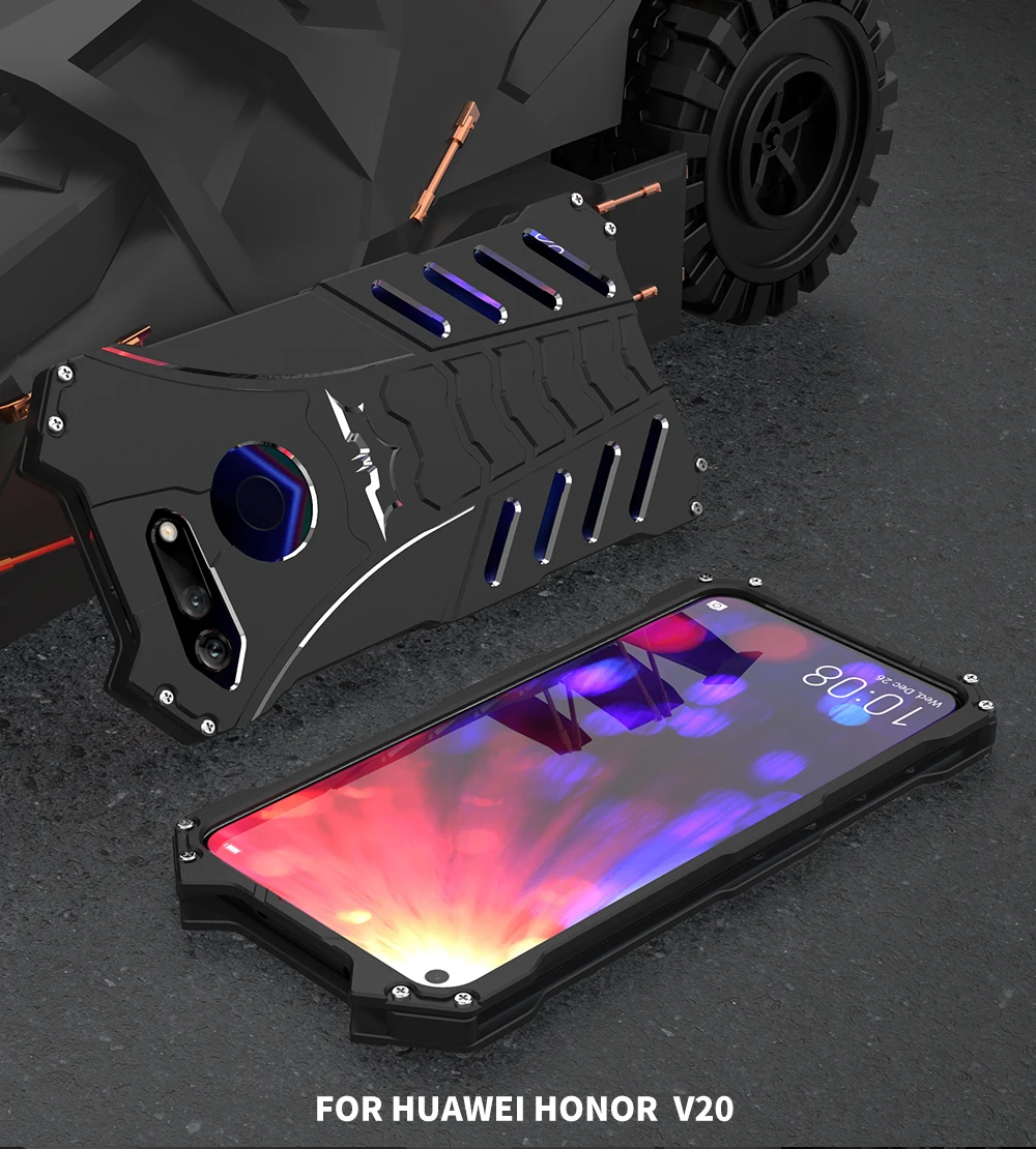 Ударопрочный металлический чехол для huawei Honor 20 Pro View 20 V20 20i 20S жесткий алюминиевый теплоотвод для спорта на открытом воздухе+ ремни