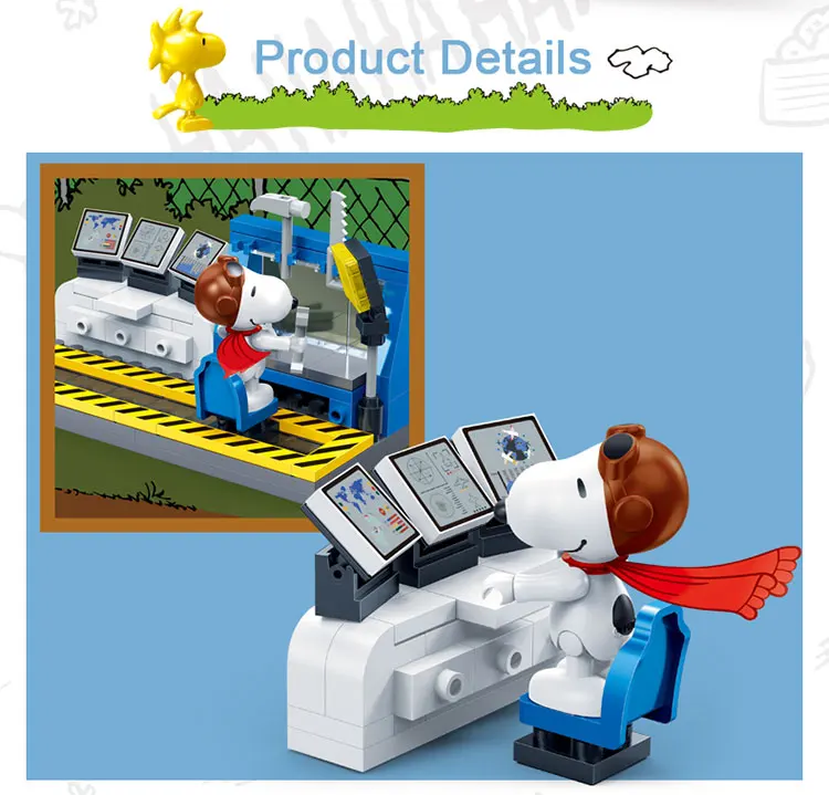 BanBao 7522 Snoopy IP Peanuts фигурка авиационная база Воздушный самолет строительные блоки DIY игрушки для детей Обучающие модели кирпичи