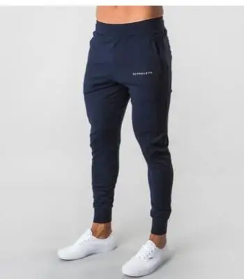 Dark Blue ALPHALETE брендовые осенне-зимние мужские спортивные штаны для фитнеса, модные хлопковые брюки-карандаш, брюки для бодибилдинга, высококачественные штаны для бега - Color: Dark Blue
