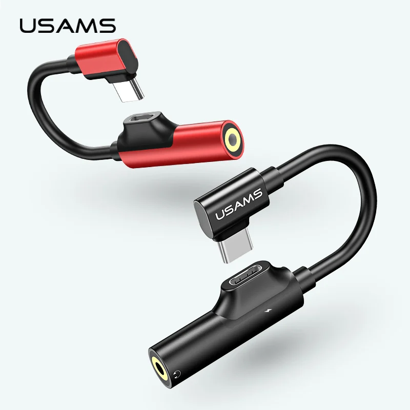 USAMS lighting до 3 5 мм аудио для iPhone Кабельный адаптер двойное освещение lighttin OTG Тип C
