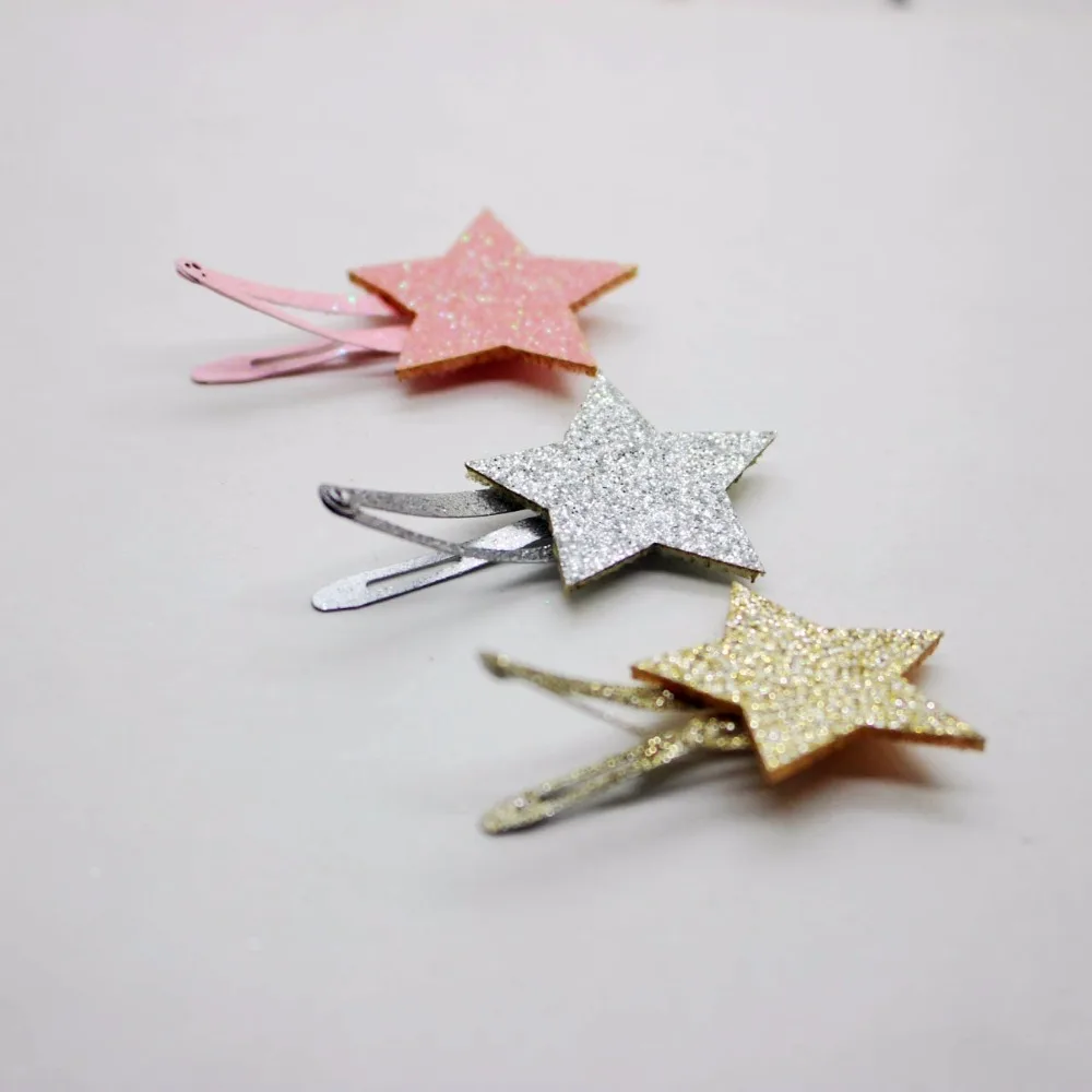 2018 модные блестки с пятиконечными звездами заколки для волос Металлические