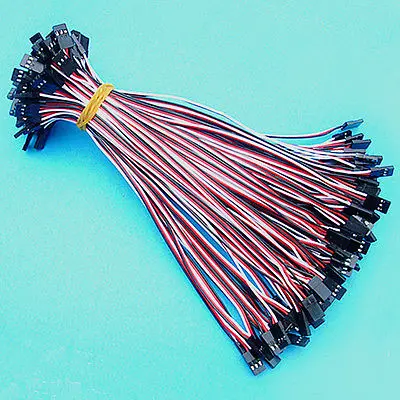 

100 x 20cm 3Pin RC Servo Extension Cord Male to Male Plug Cable 26awg wire