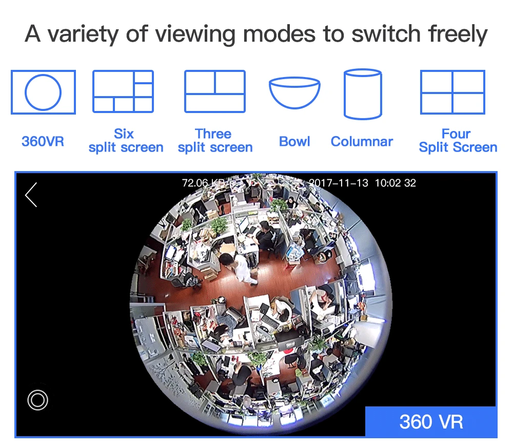 1080P HD камеры безопасности Беспроводной IP Камера Wi Fi панорамный FishEye охранного