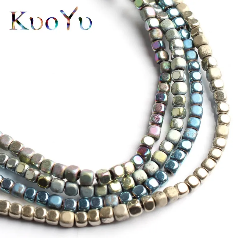 3 мм натуральные матовые квадратные яркие цветные гематитовые бусины для
