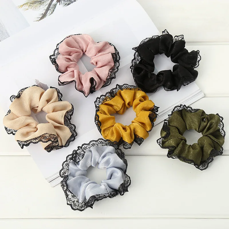 

Lace Scrunchies Hair Ties Women Elastic Hair Bands Girls Headwear Ponytail Holder Patchwork Scrunchie Stretchy Gumki Do Wlosow