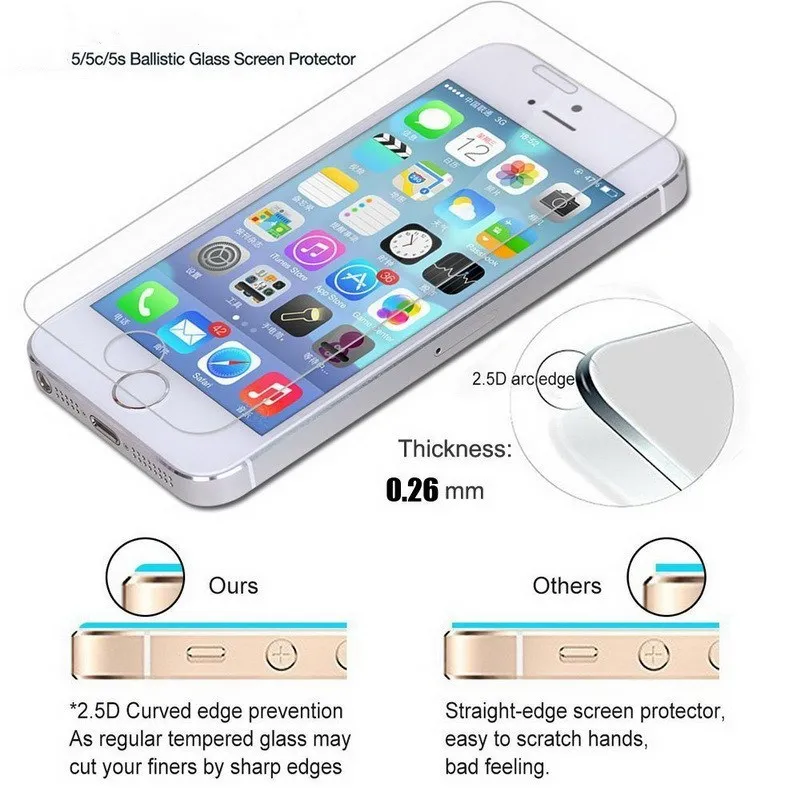 2 шт. = переднее и заднее закаленное стекло премиум класса для iPhone 5 5S SE с защитой от