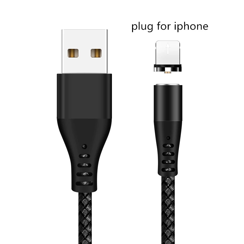 Black for Apple GREENPORT Круглый Магнитный кабель Micro usb type C кабель для iphone xs max samsung S8 S9 зарядки мобильного телефона Android зарядное устройство Шнур - Цвет: Black for Apple