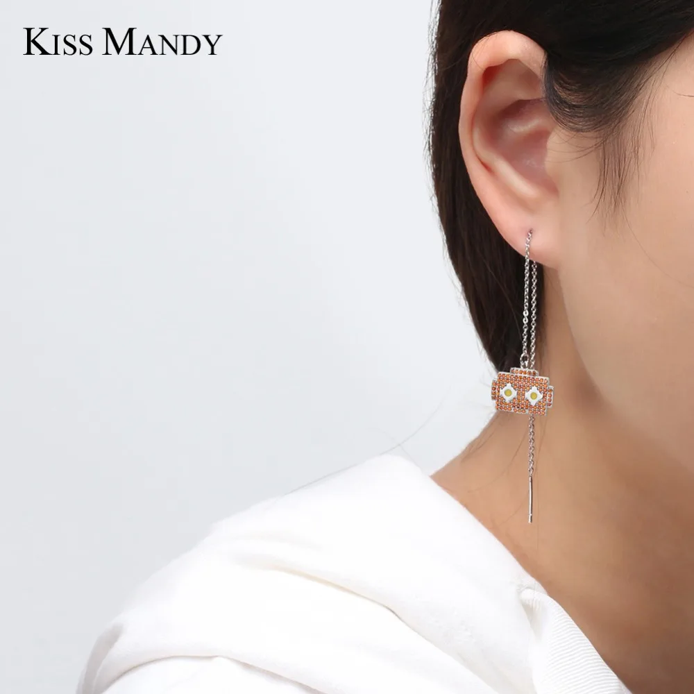 Серьги подвески женские геометрической формы с цирконом|Серьги-подвески| |