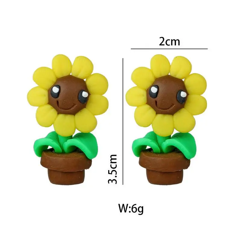 2017 Новый дизайн ручной работы Полимерная Милая глина пиранха подсолнухи серьги