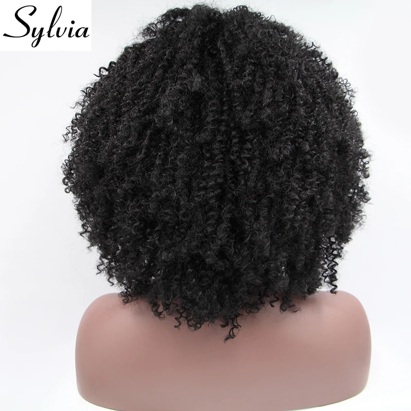 Sylvia 1b черный кудрявый синтетический кружевной передний парик натуральный
