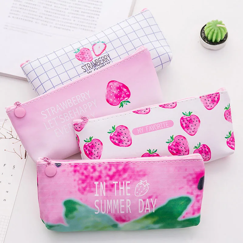 Kawaii Милые Розовые Клубника из искусственной кожи чехол флеш накопитель сумки
