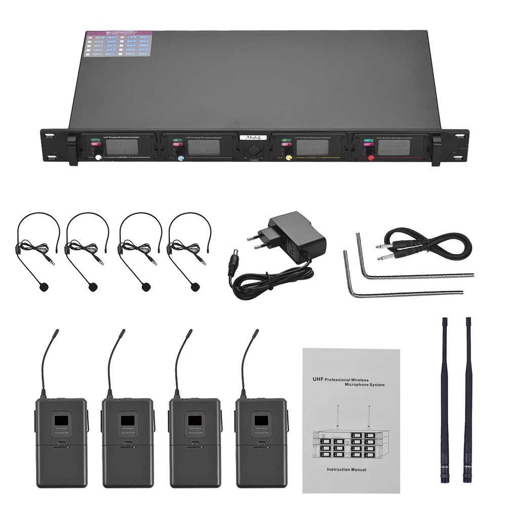 Профессиональная 4 канальная UHF Беспроводная микрофонная система Muslady D4 2