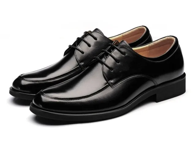 1 Mazefeng New Male Leather Shoes Breathable Round Toe Men Dress Shoes Lace-up Solid Business Leather Shoes Wear-resisting - Цвет: 1