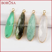 borosa 5pcs gold color white quartz crystal labradorite teardrop faceted charms gems pendant beads jewelry for necklace g1524