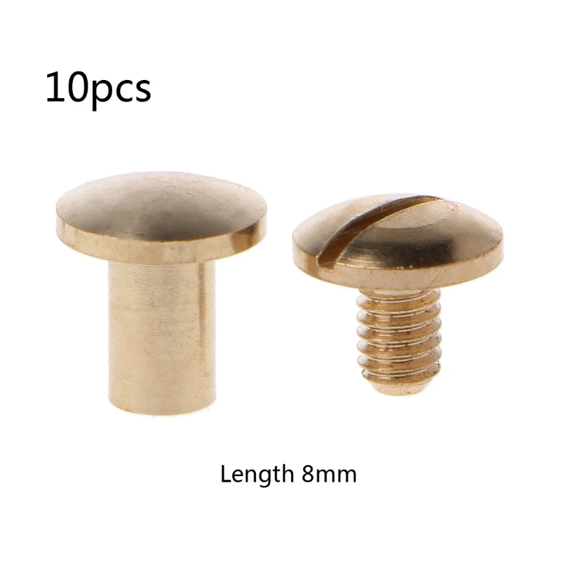 10 Pairs Brass Chicago Screws Posts Belt Button for Leather Bookbinding Crafts Damom