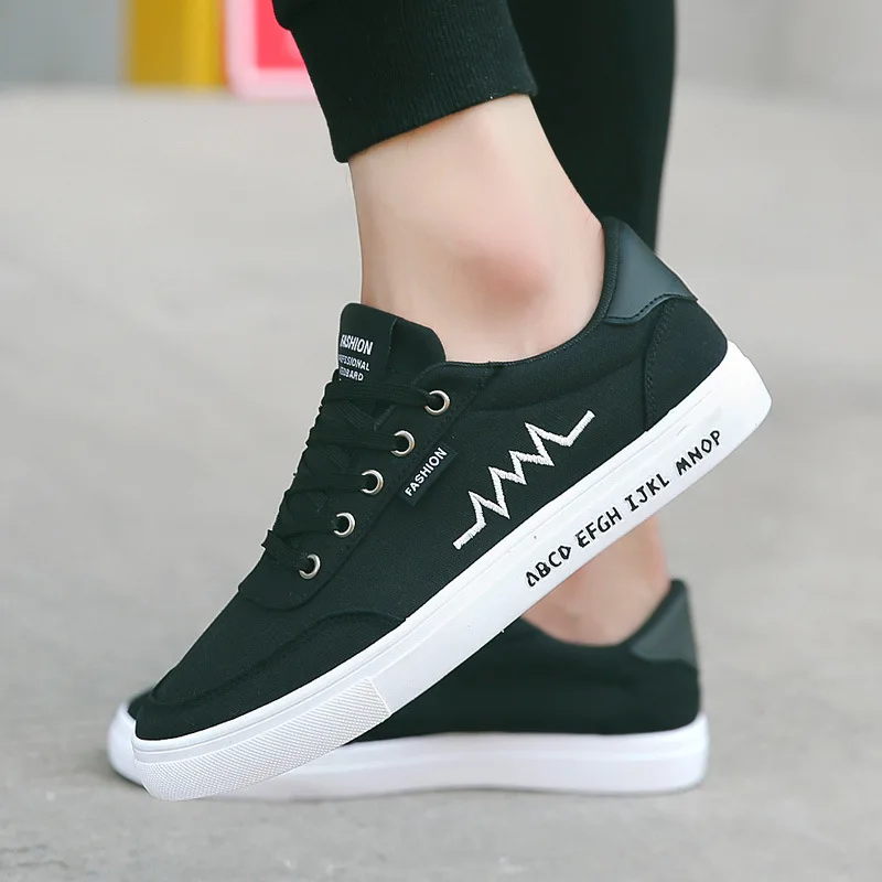 Canvas Shoes Men's Sneakers Lace Up Flat Casual White Male Spring Autumn Skateboard QET673 | Обувь