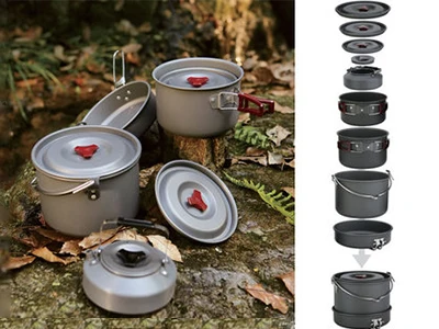 6-8 человек набор кастрюль для приготовления пищи Cocina открытый набор столовых приборов Panelas кемпинг набор для приготовления пищи посуда для пикника огонь клен FMC-212