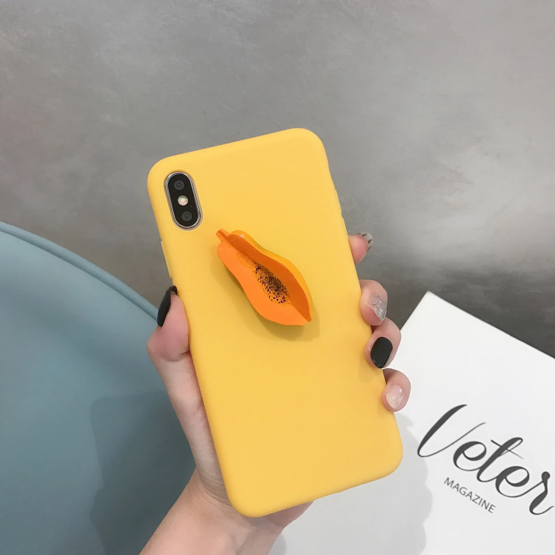 Summer Fruit 3D Emboss Papaya cute Phone case for iPhone XS 11 Pro MAX X XR silicon coque 7 Plus 8 6 Case | Мобильные телефоны и