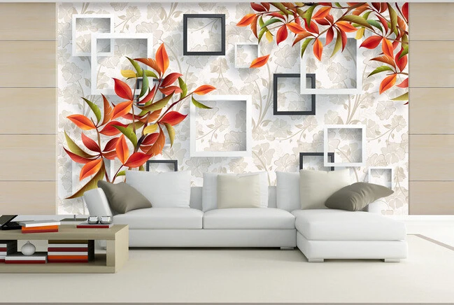 Пользовательские 3D цветочные обои. Красивая теплая элегантная красная Фреска