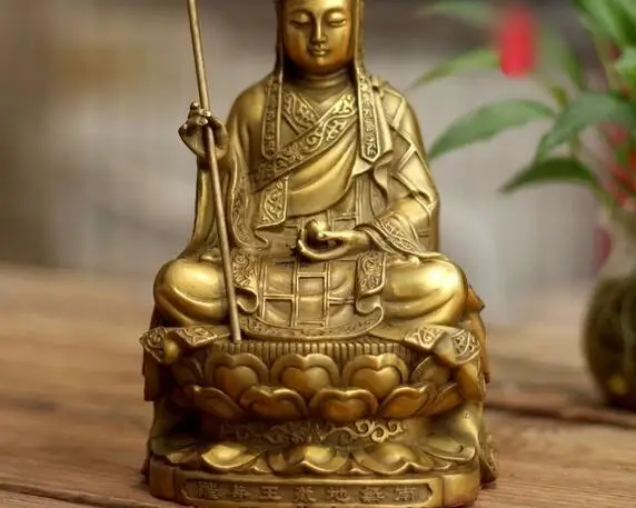 8&quotChinese Buddhism brass Copper Ksitigarbha Jizo King Bodhisattva Buddha Statue | Дом и сад