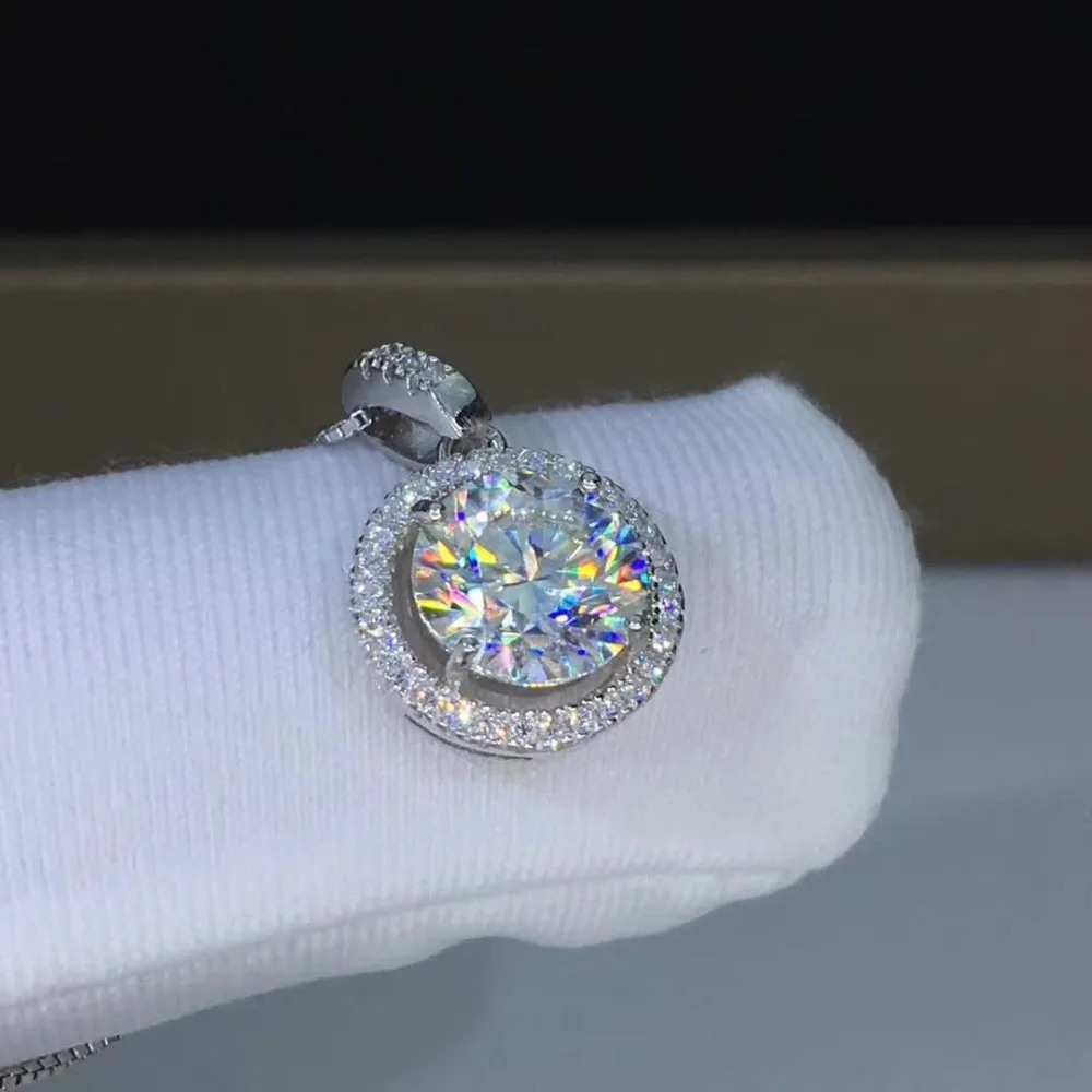 6 5mm Муассанит Подвески 1ct карат муассанит ожерелье круглый D Цвет S925 чистого