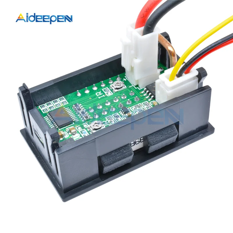 DC 100V 200V 10A 50A 0,2" Мини цифровой вольтметр Амперметр постоянного тока 4 Бит 5 проводов Напряжение измеритель тока тестер синий и красный цвета двойной светодиодный Дисплей