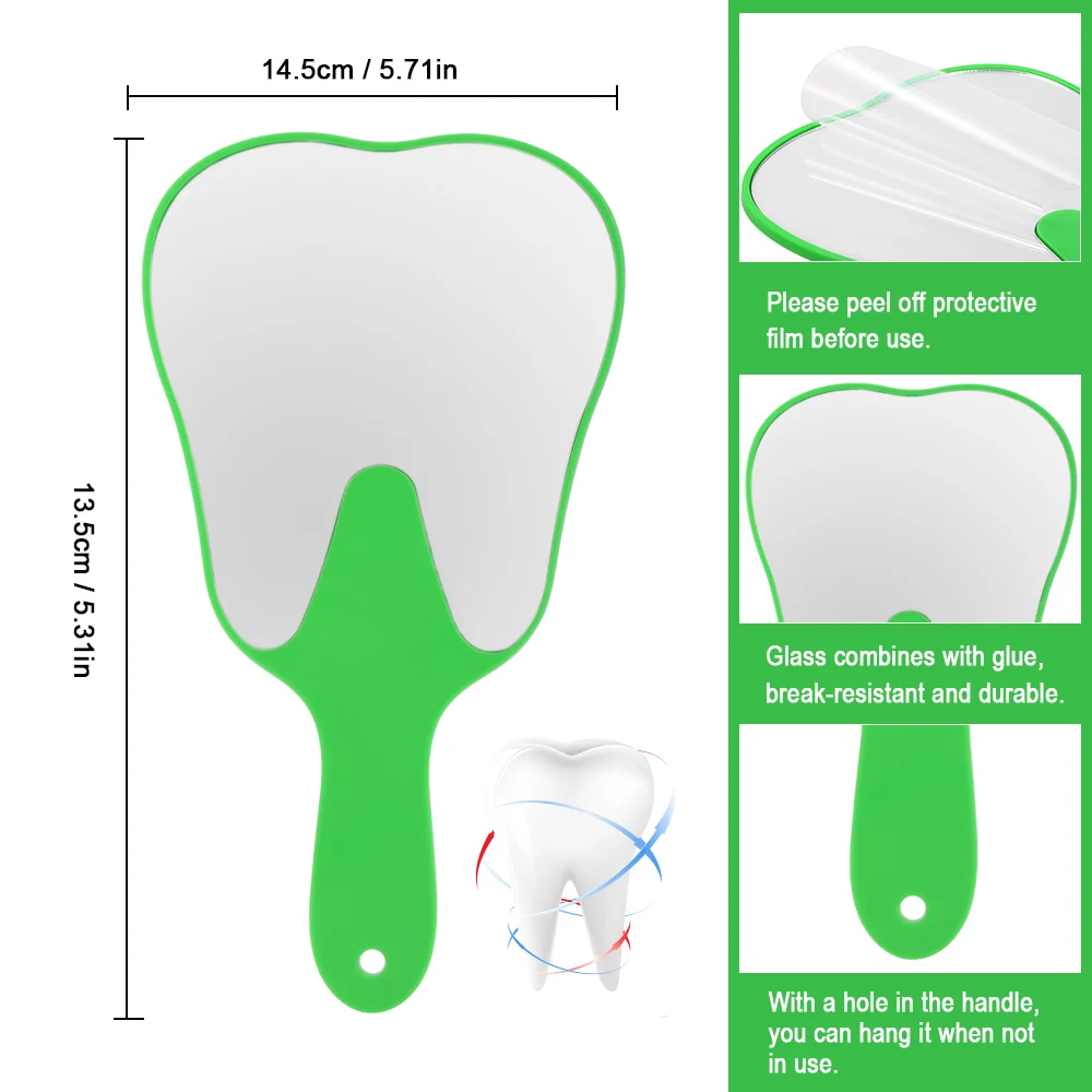 Стоматологическое зеркало 1 шт. небьющееся ручное с пластиковой ручкой в форме