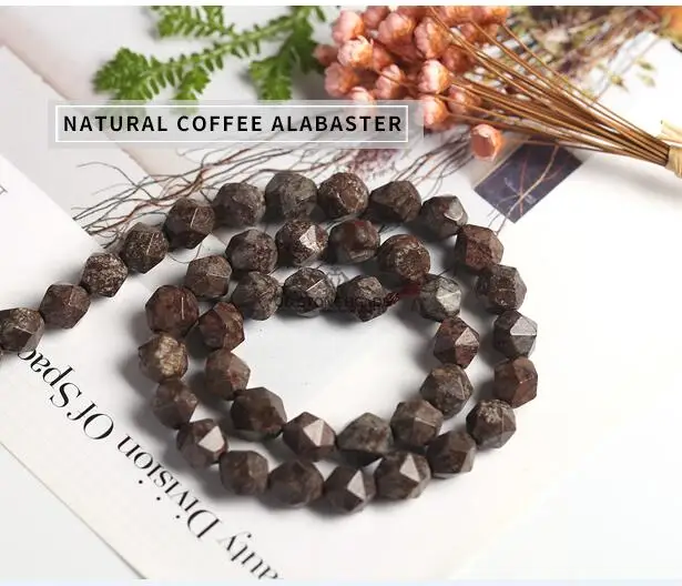 COFFEE ALABASTER Разный камень 6 мм~ 12 мм натуральный нефрит Алмазная резка граненый камень круглые бусины можно DIY JD каменные бусины - Цвет: COFFEE ALABASTER