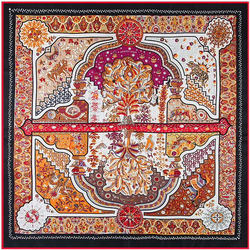 Новый роскошный брендовый шарф из 100% твила женский с цветами квадратные шарфы