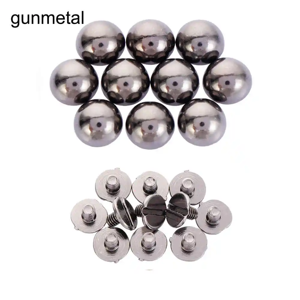 gunmetal 10 шт. DIY ремень заклепки винт гриб болт с круглой шляпкой винты с круглой головкой панк металлический гвоздь Ткань Кнопка для кофр для одежды сумка обувь - Цвет: gunmetal