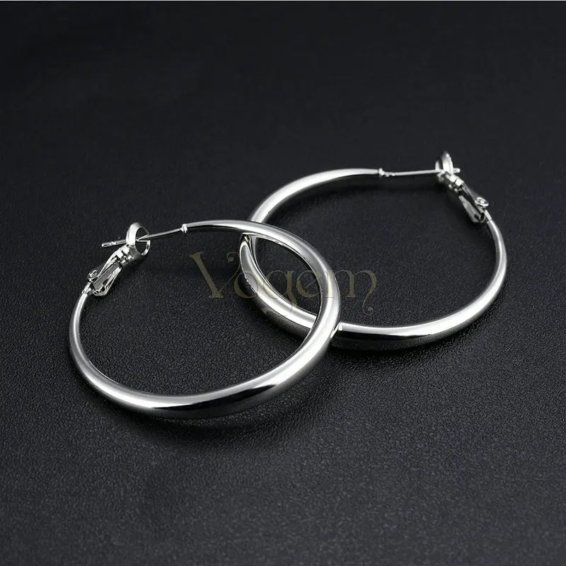 Vogem большой круг Серьги-кольца Нержавеющая сталь цвета: золотистый серебристый