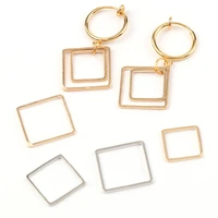 20pcslot square shape rose gold rhodium color metal hollow frame glue blank connector charms pendant diy jewelry findings
