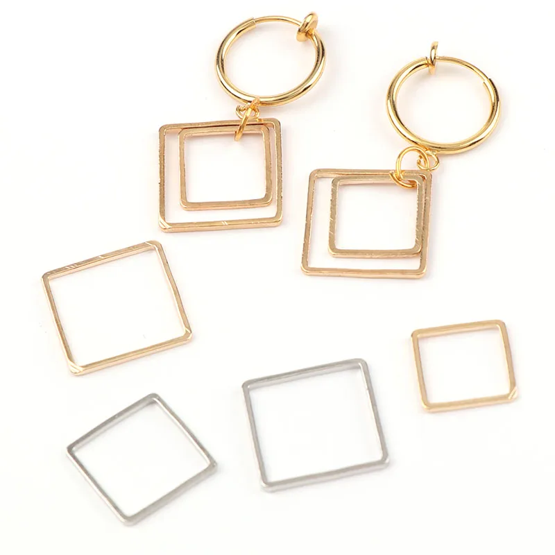 20 шт./лот металлическая оправа в форме квадрата из розового золота родиевый цвет