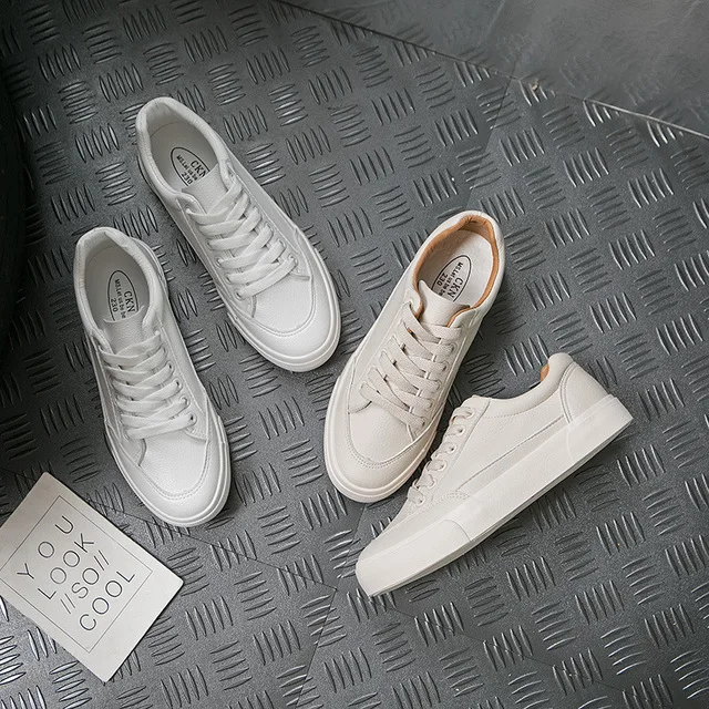 Кожаные кроссовки Женская Белая обувь коллекция 2019 года сезон весна на платформе