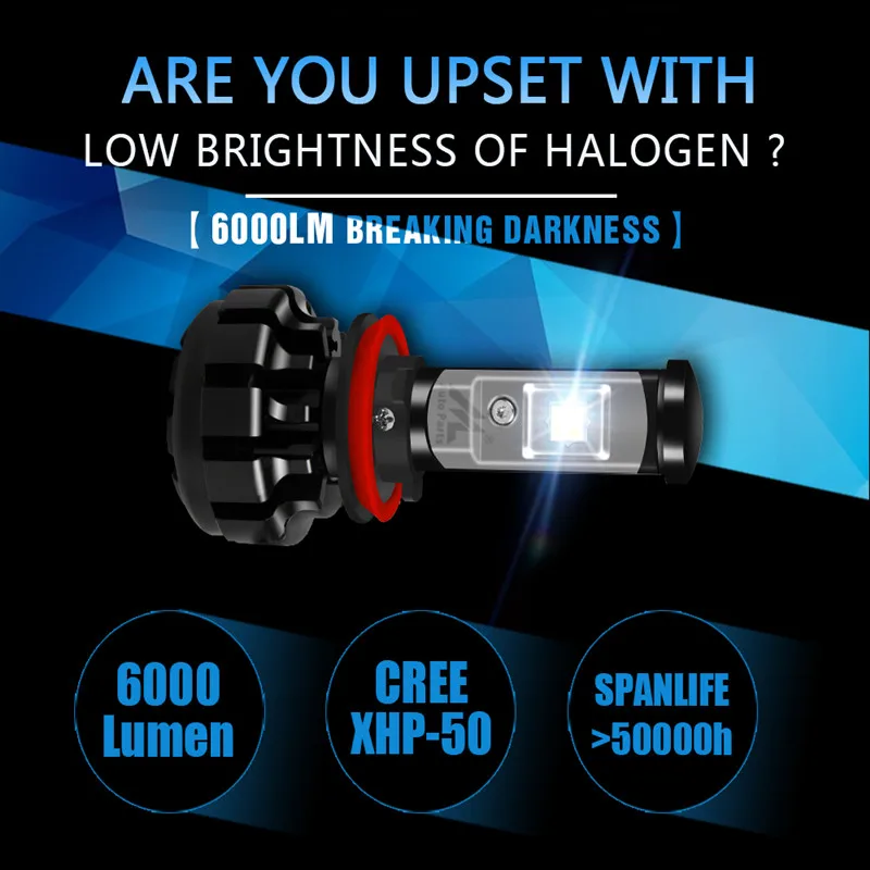 Xenplus 2 шт. H4 Turbo led h7 Автомобильный свет XHP50 чип H3 H8 H9 H11 H10 HB4 9006 9005 Автомобильная
