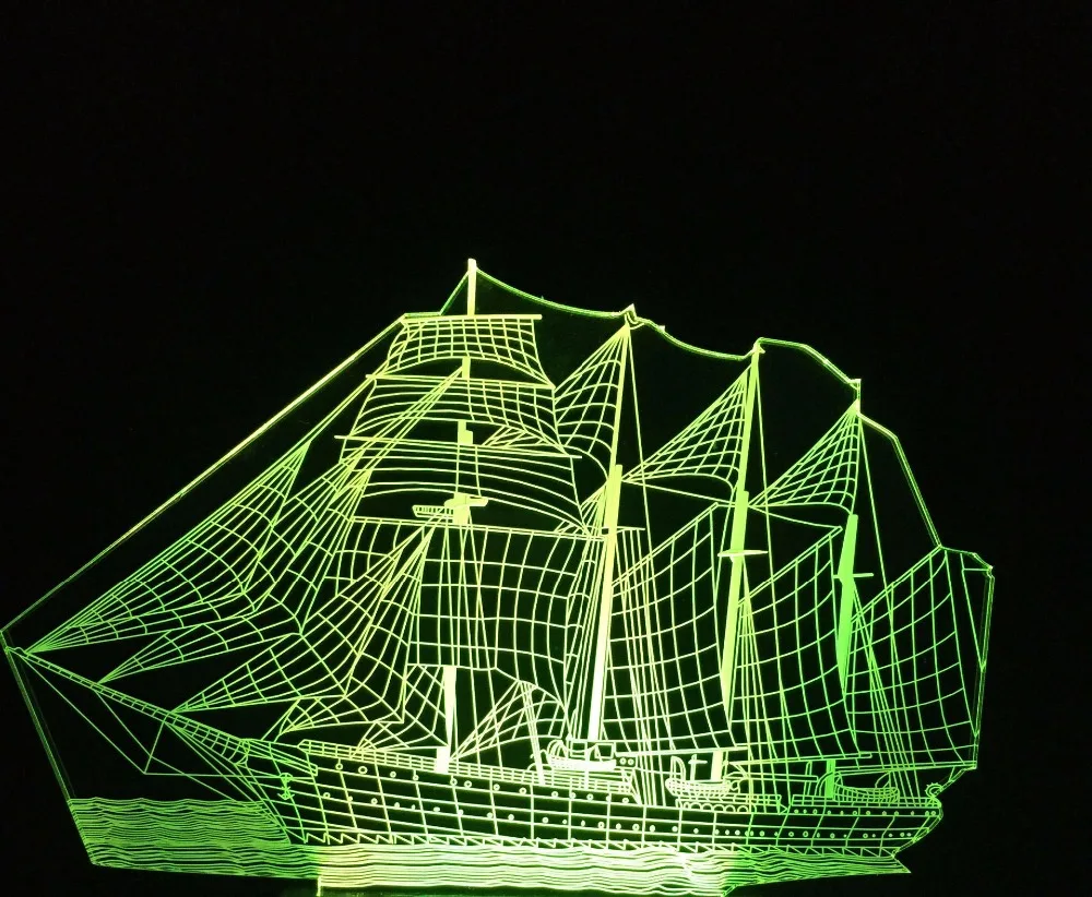 Инновационный 3D парусный морской корабль подарок для дома кафе украшение Ночной