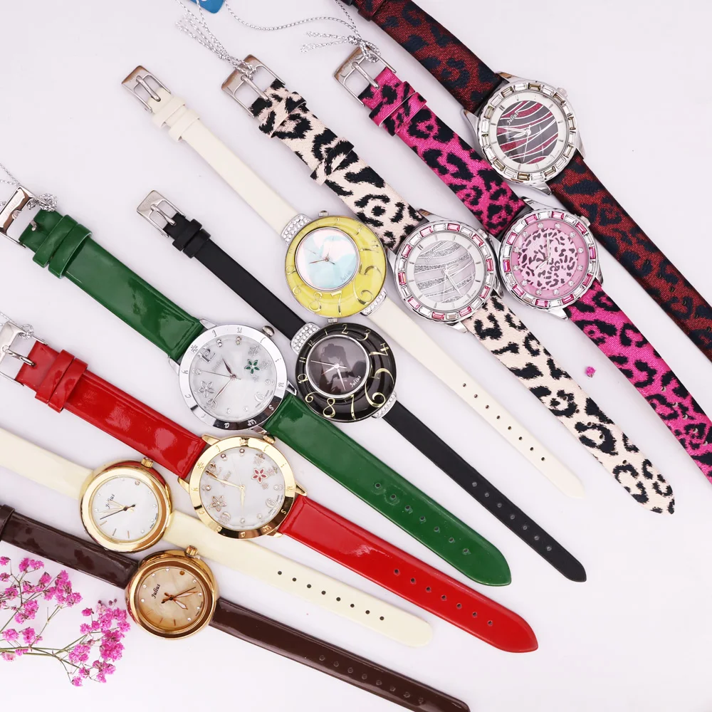 Женские часы Julius японские кварцевые с жемчугом большие модные кожаный браслет